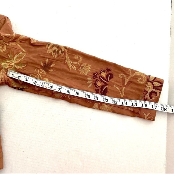 Jean-style Brown Jacket Petite Large Floral Western Button-down Front - Picture 13 of 13